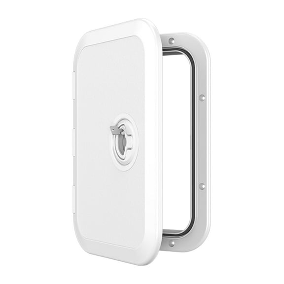 SEAFLO Locking Marine Boat Deck Rectangular Access Hatch - 14.53" x 14.76" (270mm x 375mm) with Lock and Keys, 180 Opening Lid, Non-Skid, Corrosion and UV Resistant, 4-Year Warranty! (White/Lock)