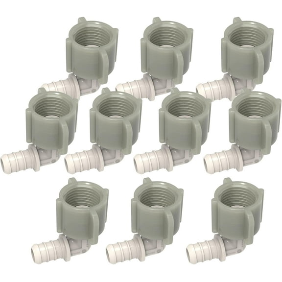 SEAFLO Plastic PEX Pipe Coupling 90 Degree Fitting Swivel Adapter 1/2"-14 FNPT x 1/2" Barb Elbow Fitting Compatible with PEX or PE-RT Pipe, Corrosion Resistant (10-Pack)