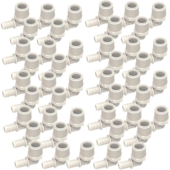 SEAFLO Plastic PEX Pipe Coupling Fitting 90 Degree 1/2"-14 MNPT x 1/2" Barb Elbow Adapter  Compatible with PEX or PE-RT Pipe, Corrosion Resistant (25-Pack)