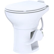 SEAFLO Residential Height Camper/RV Toilet with Elongated Ceramic Bowl, 19  Standard Height, Gravity Flush System, Foot Pedal Operation, Soft Close Seat,