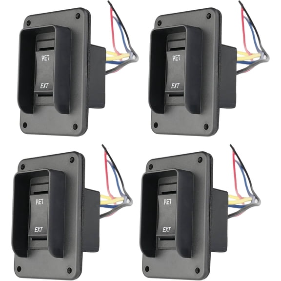 SEAFLO Stabilizer Jack Switch Power Rocker Switch, MAX 30 Amps, 12V/24V, Extend-Retract, 4 Pin Wire Harness, Momentary Reversing Polarity, IP68-Waterproof for RV Boat Truck, 4 Year Warranty (4-Pack)