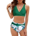 thumbnail image 1 of SEAFORM Womens Two Piece Swimsuits Wrap Front Bikini High Waisted Bottom Tummy Control Bathing Suits Vintage Print Swimwear, 1 of 14