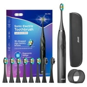 Seago Electric Toothbrush for Adult,Seamless Design,8 Brush Heads,Travel Case and Hold,Black SG2752