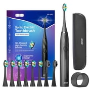 Seago Electric Toothbrush for Adult,Seamless Design,8 Brush Heads,Travel Case and Hold,Black SG2752