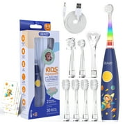 Seago Kids Rechargeable Electric Toothbrush,SG-2159Blue,LED Observing Light,DIY Stickers,Soft Bristles,USB Charging,Smart Timer,for Kids 2-4