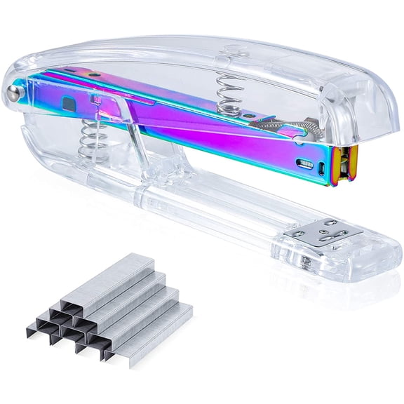 SEAKOS Acrylic Originality Stapler,Fashion Transparent Shape,Office and Home Stapler,Student Stapler,Quality Spring,Durable Acrylic,Free 1000 26/6 Staples,(Multicolor)