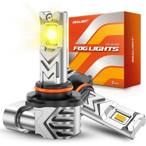 SEALIGHT 9145 9140 H10 LED Fog Light Bulbs Yellow, 17000LM Super Bright H10 LED Fog Lights Amber Yellow, 800% Brighter High Penetration, Plug & Play, Pack of 2