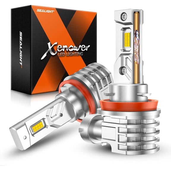 SEALIGHT H11 LED Fog Light Bulb, 16000LM 6000K White H16/H8 Fog Lights LED Strong Penetration, 32 CSP Chips 360-degree Illumination, All-in-One Housing Design Non-polarity, Pack of 2