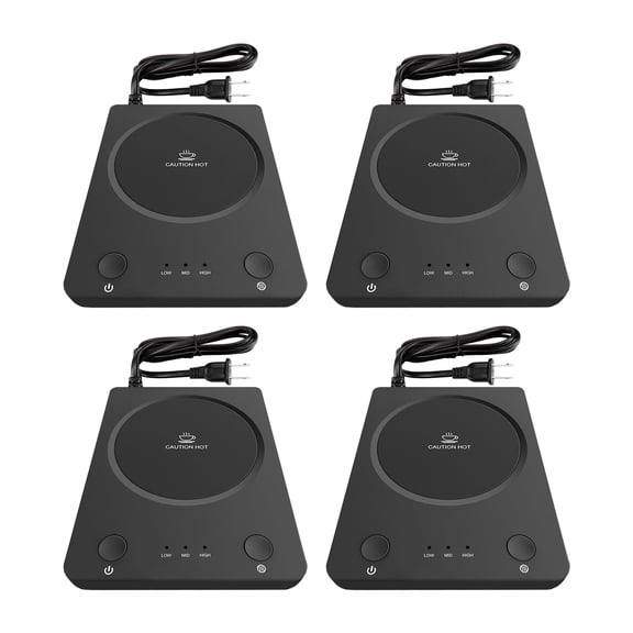 SEALON SLM02 Electric Coffee Mug Warmer (Black, 4-Pack) - 3-Temperature Desk Cup Warmer with Auto Shut-Off (4 Hours) for Heating Coffee, Tea, Milk & Beverages
