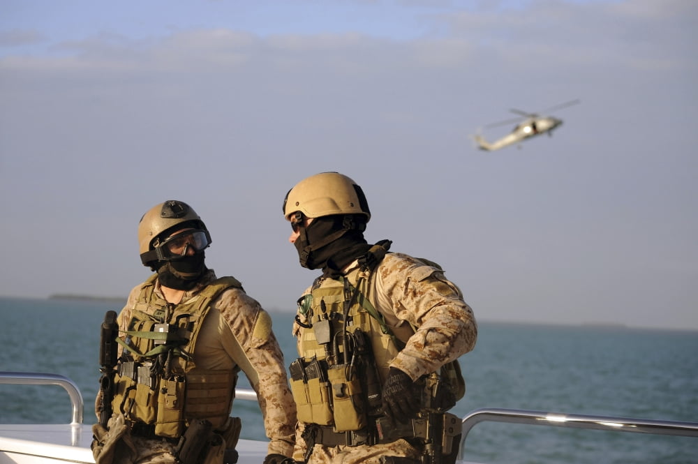 SEALS aboard a rigid-hull inflatable boat Canvas Art - Stocktrek Images (35 x 23)