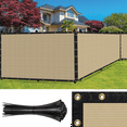 thumbnail image 1 of SEALTECH Ultra Heavy Duty 200 GSM Privacy Fence Screen – Non-Recycled Polyethylene Mesh Shade Net with Bindings & Rustproof Grommets - 90% + Blockage Includes Cable Zip Ties. (Beige 5'X25'), 1 of 7