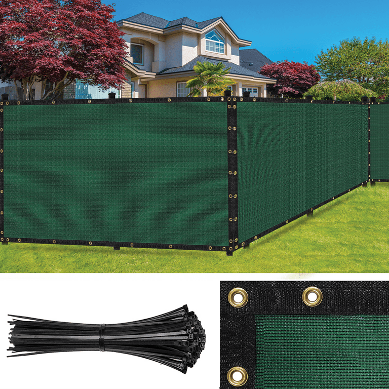 SEALTECH Ultra Heavy-Duty 200 GSM Privacy Fence Screen Black - 5 ft. x 10 ft. Non-Recycled Polyethylene 90% Cable Zip Ties