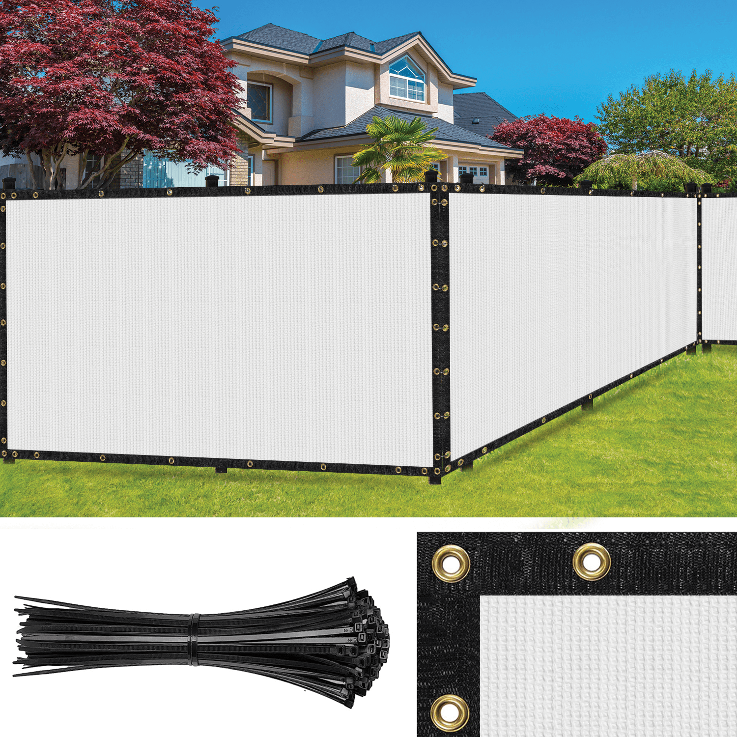 Heavy Duty Privacy Fence Screen Grommets Uv Blocking Mesh