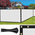 thumbnail image 1 of SEALTECH Ultra Heavy Duty 200 GSM Privacy Fence Screen – Non-Recycled Polyethylene Mesh Shade Net with Bindings & Rustproof Grommets - 90% + Blockage Includes Cable Zip Ties. (White 6'X50'), 1 of 7