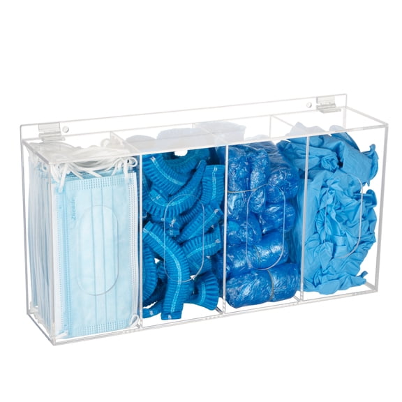 SEANADO SEANADO Hairnet & Shoe Cover Dispenser Disposable Mask Acrylic Glove Box Storage 4 Containers Plastic  Holder Clear Standing/Wall Mount Organizing Sanitation Tool - Laboratory, Kitchen