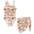 thumbnail image 1 of SEANATIVE 15-16 Years Girls One Piece Swimsuit with Mesh Coverup Skirt, Cute Cut Out Bathing Suit Trendy Summer Swimwear for Kids Children Teens, Mushroom Leaf Beige, 1 of 7