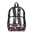 thumbnail image 1 of SEANATIVE 17 Inch PVC Clear Backpack for Kids Heavy Duty Transparent Bookbag See Through School Daypack Students Laptop Backpacks for Girls Boys, Floral Cat Colorful Daisy Black, 1 of 7