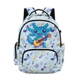 thumbnail image 1 of SEANATIVE 17 Inch School Bag for Kids Teens Stylish Girls Boys Backpack Book Bag Laptop Backpack for Elementary Middle High School Students, Cartoon Axolotl Guitar Musical Note Blue, 1 of 7