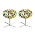 thumbnail image 1 of SEANATIVE 2 PCS Cocktail Table Cloth 24 x 24 Inch Round Cocktail Tablecloth with Elastic Edged Fitted Spandex Small Round Table Topper Covers for Picnic Party Bar Pub, Pink Yellow White Lily Flower, 1 of 7
