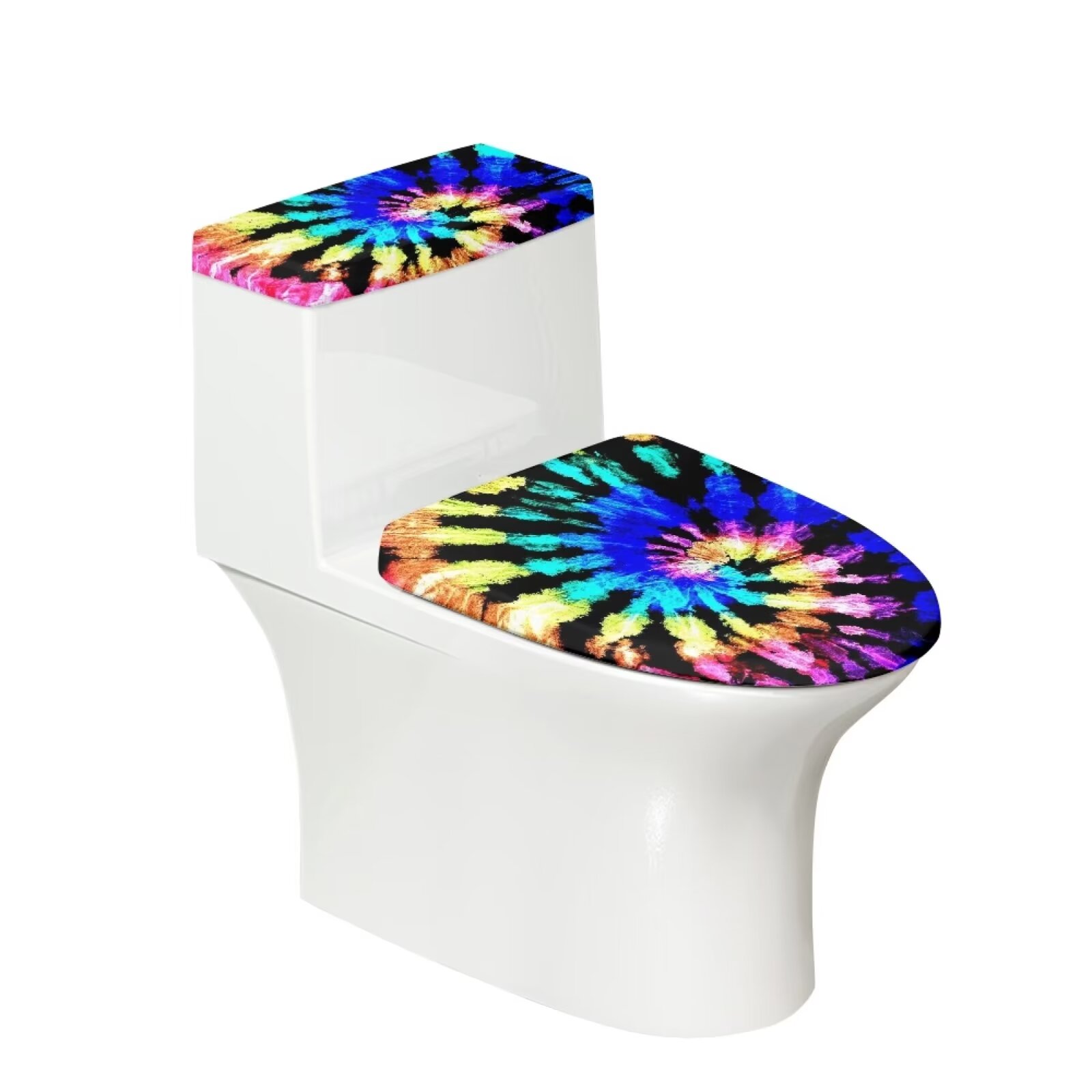 SEANATIVE 2 Piece Rainbow Tie Dye Toilet Lid Covers Toilet Seat and