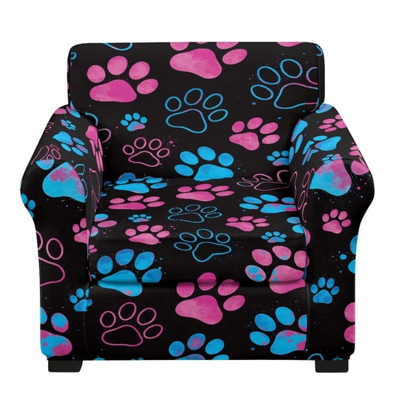 SEANATIVE 2-Piece Stretch Armchair Cover Couch Slipcover Washable Removable Sofa Cover with Separate Seat Cushion Cover Furniture Protector for Home Office, Paw Black