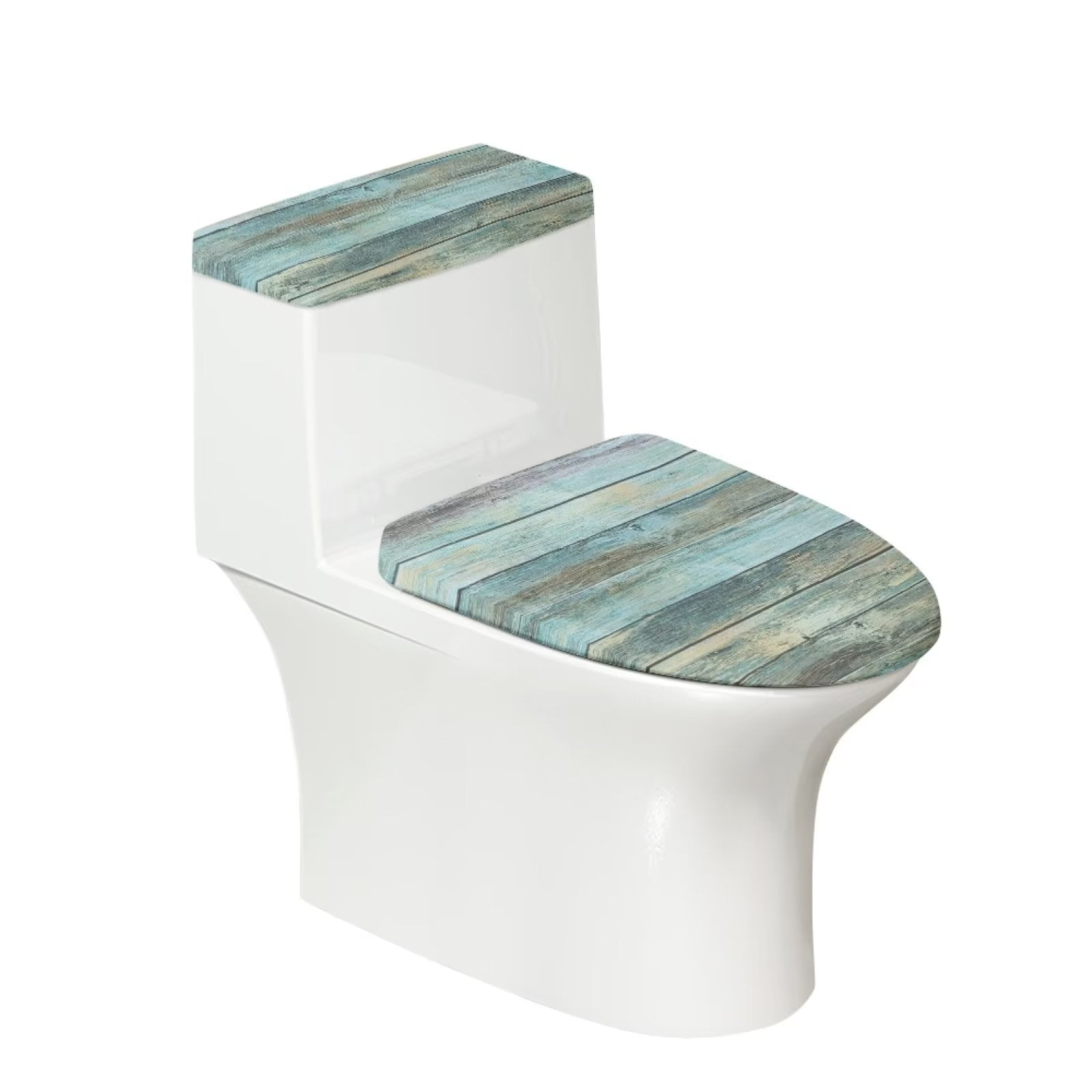 SEANATIVE 2 Piece Wood Print Toilet Lid Cover and Toilet Tank Lid Cover