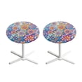 thumbnail image 1 of SEANATIVE 2 Pieces Round Table Covers with Elastic Edged 24 x 24 Inch Cocktail Tablecloths Decorative High Top Table Cloth Table Decorations for Banquets Celebrations, Boho Flower Pattern, 1 of 7