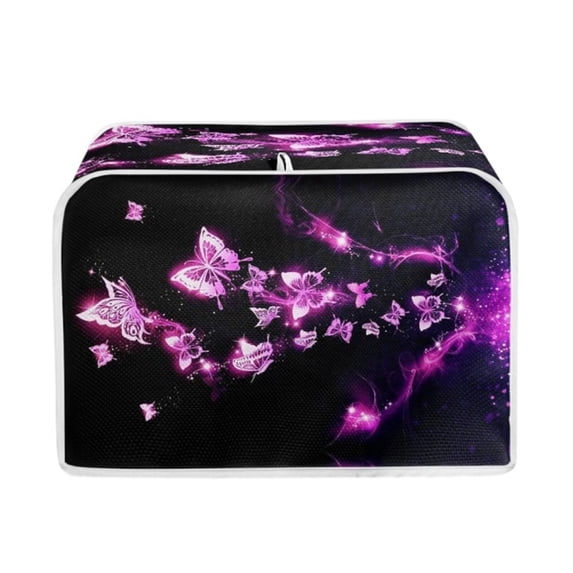 SEANATIVE 2 Slice Toaster Cover Accessories Washable Glitter Buttefly Bread Maker Covers Lightweight Purple Toaster Covers for Kitchen Wide Slot
