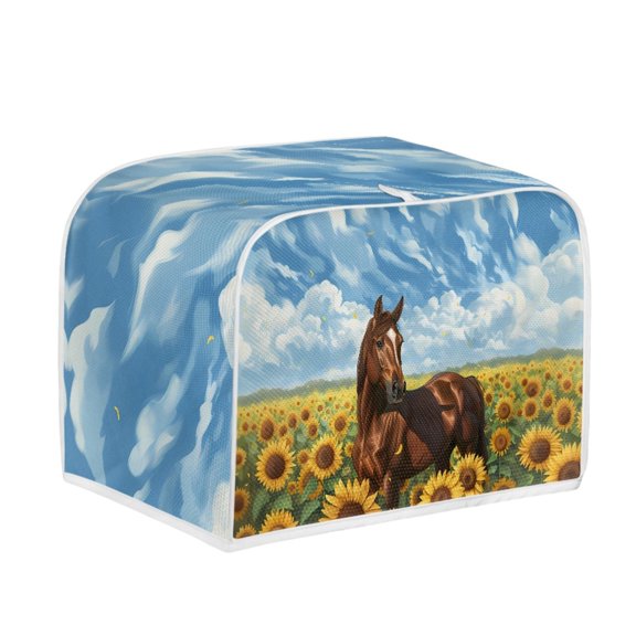 SEANATIVE 2 Slice Toaster Dust Cover Bread Toaster Oven Dustproof Cover Kitchen Bakeware Protector Dustproof Fingerprint Protection for Women Gifts, Sunflower Horse