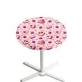 thumbnail image 1 of SEANATIVE 24'' Diameter Round Cocktail Table Covers Spandex Stretch High Top Table Cloth with Elastic Fit Round Tablecloth for 24 Inch Tables, Love Heart Shaped Cake Raspberry Valentine Pink, 1 of 7