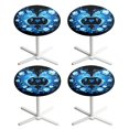thumbnail image 1 of SEANATIVE 24'' Diameter Round Table Topper Cap Set of 4 with Elastic Edge Stain-resistant Cocktail Tablecloth Decorative Table Top Covers for Indoor Outdoor Cocktail Events, Love Dolphin Flower Blue, 1 of 7