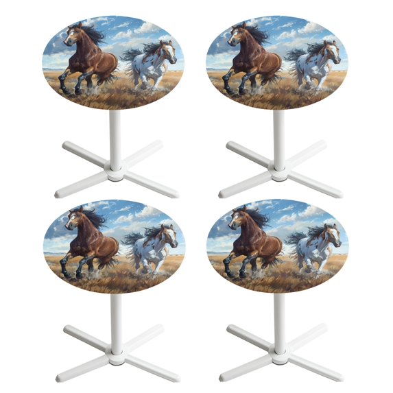 SEANATIVE 24 Inch Cocktail Table Topper Cap Set of 4 Elastic Fit Round Highboy Table Covers Stretch Spandex Table Covers Elegant Table Decorations for Parties Bar, Horse Blue Sky