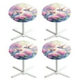 thumbnail image 1 of SEANATIVE 24 Inch Round Cocktail Tablecloth Set of 4 Washable Fitted Cocktail Table Cloth Stretch Table Top Covers with Elastic Edge for Indoor Outdoor, Hummingbird Hydrangea Flower Pink, 1 of 7