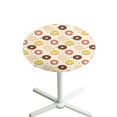 thumbnail image 1 of SEANATIVE 24 Inch Round Cocktail Tablecloth Washable Fitted Cocktail Table Cloth Easy to Clean Table Top Covers with Elastic Edge for Indoor Outdoor 24'' Diameter, Donuts Love Star Pattern, 1 of 7