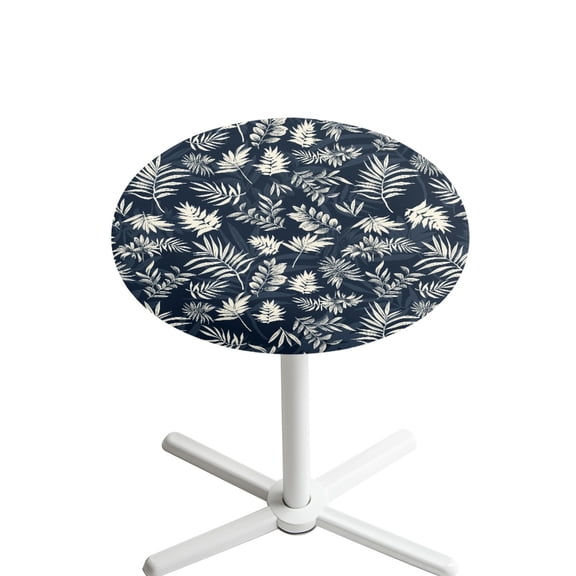 SEANATIVE 24 Inch Round Table Top Covers Stretchable Cocktail Table Topper Cap Highboy Tablecloths with Elastic Edged Stylish Table Decorations for Bar Pub Party, Palm Leaf Print