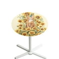 thumbnail image 1 of SEANATIVE 24 x 24 Inch Round Highboy Cocktail Table Covers with Elastic Edge Elegant Party Round Table Cloth Easy Maintenance Table Decorations Highboy Tablecloth, Sunflower Butterfly Cute Cat, 1 of 7