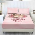 thumbnail image 1 of SEANATIVE 3 Pcs Twin Size Bed Sheet Set 1 Fitted Sheet and 2 Pillowcases Spandex Bed Cover Set Comfortable Bedding Covers for Home Decorations, Owl Rose Pink Happy Valentine's Day, 1 of 7
