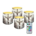 thumbnail image 1 of SEANATIVE 4 Pack Flameless LED Candles Remote Control Flickering LED Pillar Candles Battery Operated, Timer Multi-Color Options Tea Lights for Party Dinner Event Decor, Cross with Jesus Wings, 1 of 7