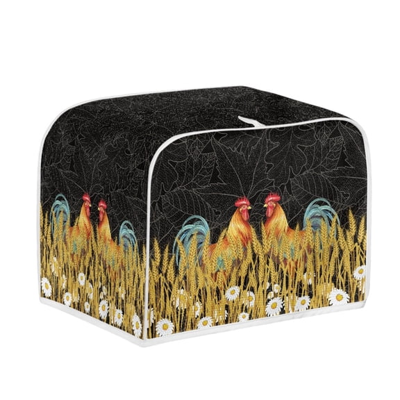 SEANATIVE 4 Slice Toaster Dust Cover Bread Toaster Oven Dustproof Cover Kitchen Bakeware Protector Dustproof Fingerprint Protection for Women Gifts, Rooster Daisy Wheat