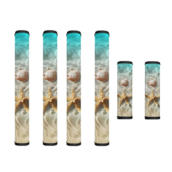 SEANATIVE 6 PCS Fridge Door Handle Covers Washable Kitchen Appliances Handles Protector for Oven Stove Anti-Slip Indoor Home Refrigerator Decorations, Starfish Sea Shell Beach Ocean