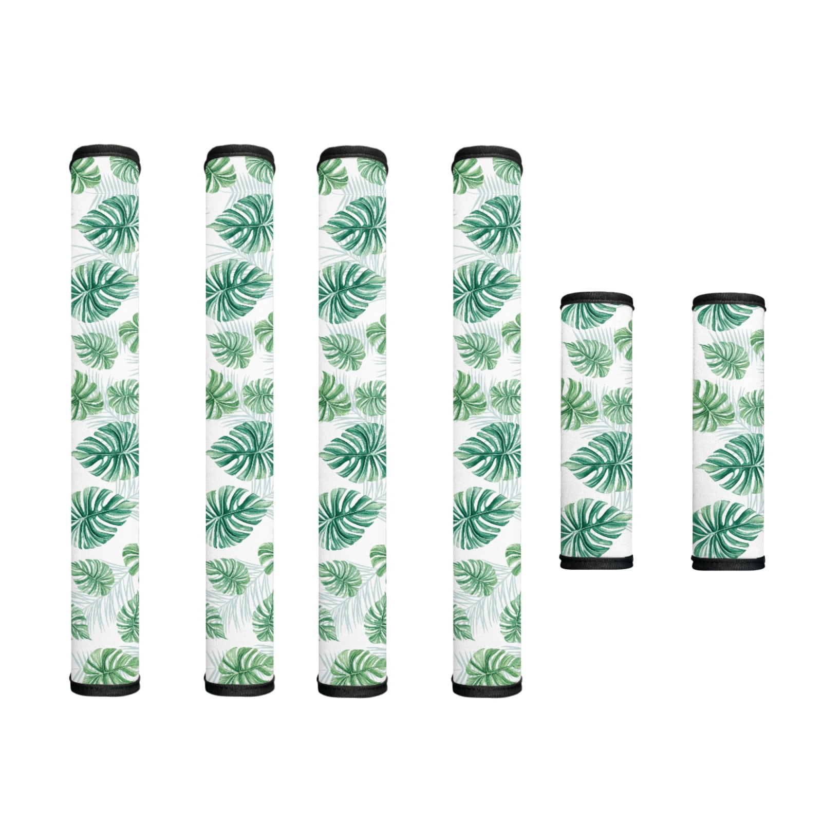 SEANATIVE 6 PCS Fridge Oven Door Handle Covers Washable Microwave Dishwasher Door Cloth Protector Anti Slip Water-Resistant Keep Off Smudges, Fingerprint, Stain, Green Tropical Monstera Leaf