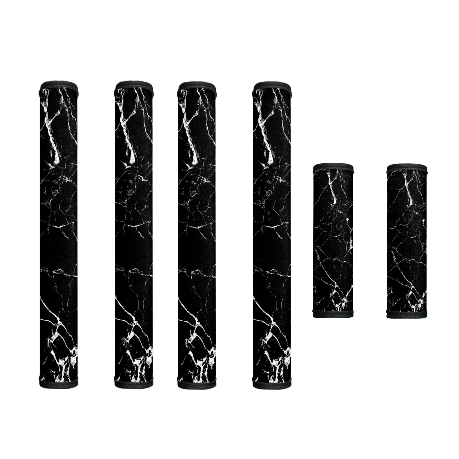 SEANATIVE 6 PCS Refrigerator Door Handle Covers Kitchen Appliances Handle Protector Washable Door Cloth Protector Keep Off Smudges, Stain, Wear and Tear, Black Marble White Crack