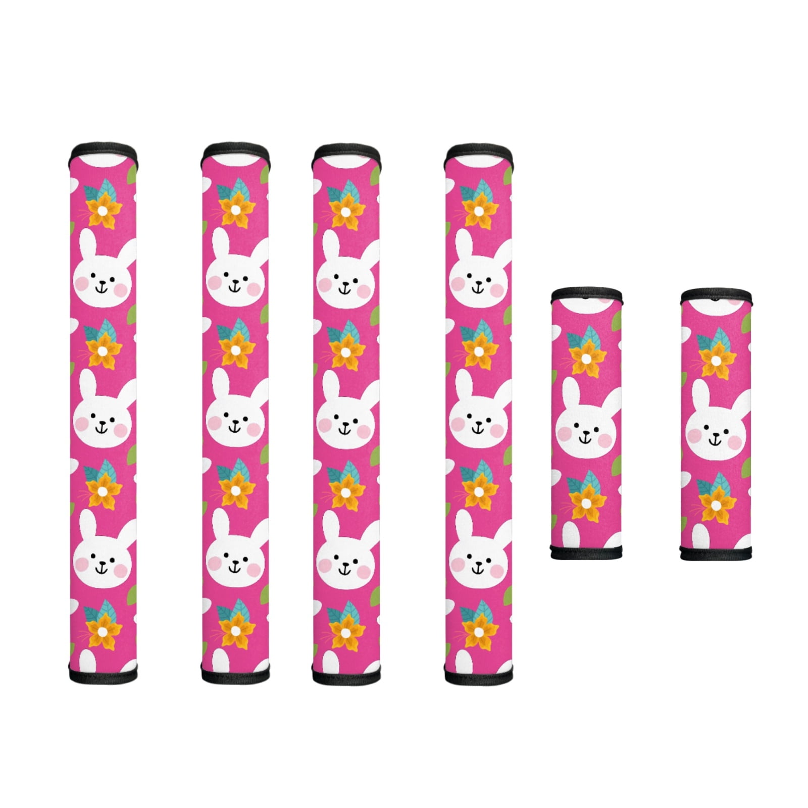 SEANATIVE 6 PCS Refrigerator Door Handle Covers Kitchen Appliances Handle Protector Washable Door Cloth Protector Keep Off Smudges, Stain, Wear and Tear, Cute Bunny Rabbit Flower Pink Easter