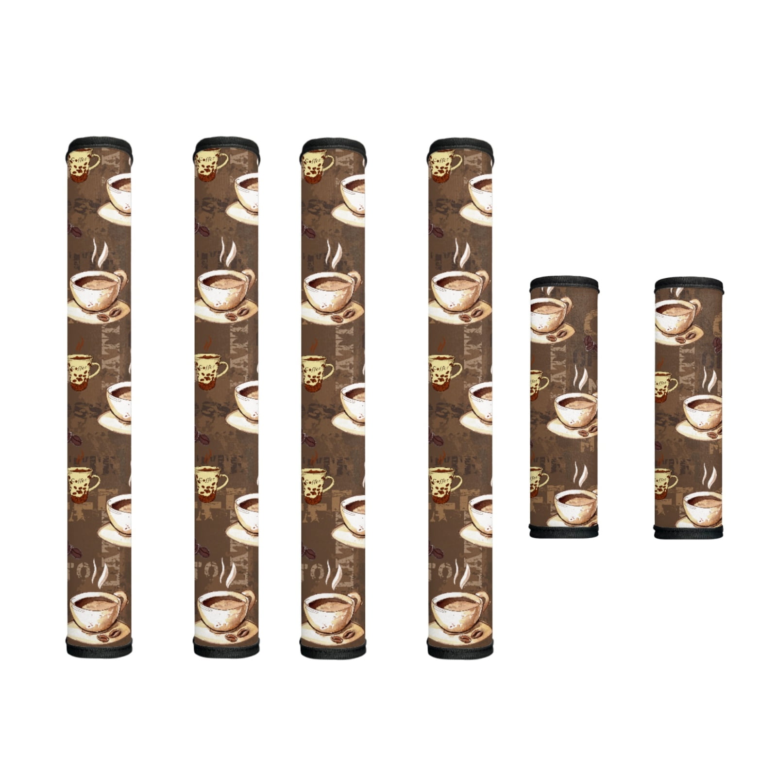 SEANATIVE 6 PCS Refrigerator Door Handle Covers Washable Keep Kitchen Appliances Clean from Food Stain, Smudges Fingertips Fridge Oven Home Decorations, Coffee Bean Print Brown