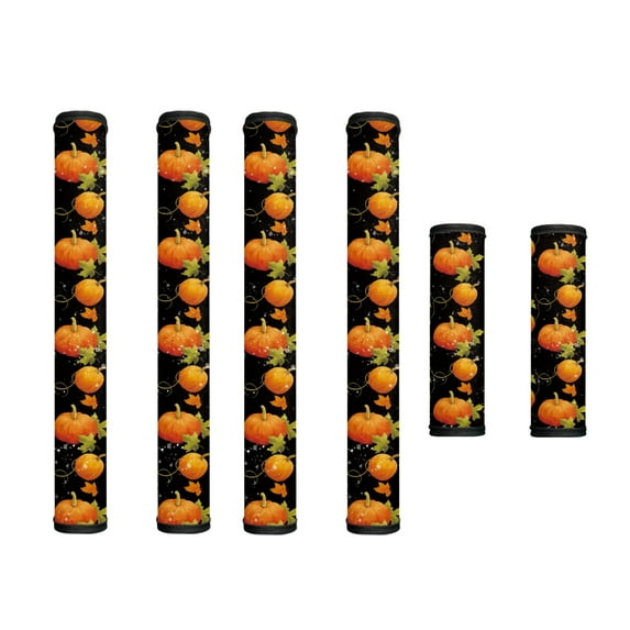 SEANATIVE 6 PCS Refrigerator Door Handle Covers Washable Kitchen Appliance Decor Handles Home Decorations Keep Off Fingerprints, Liquids, Dust, Pumpkin Maple Autumn Thanksgiving Decor Black