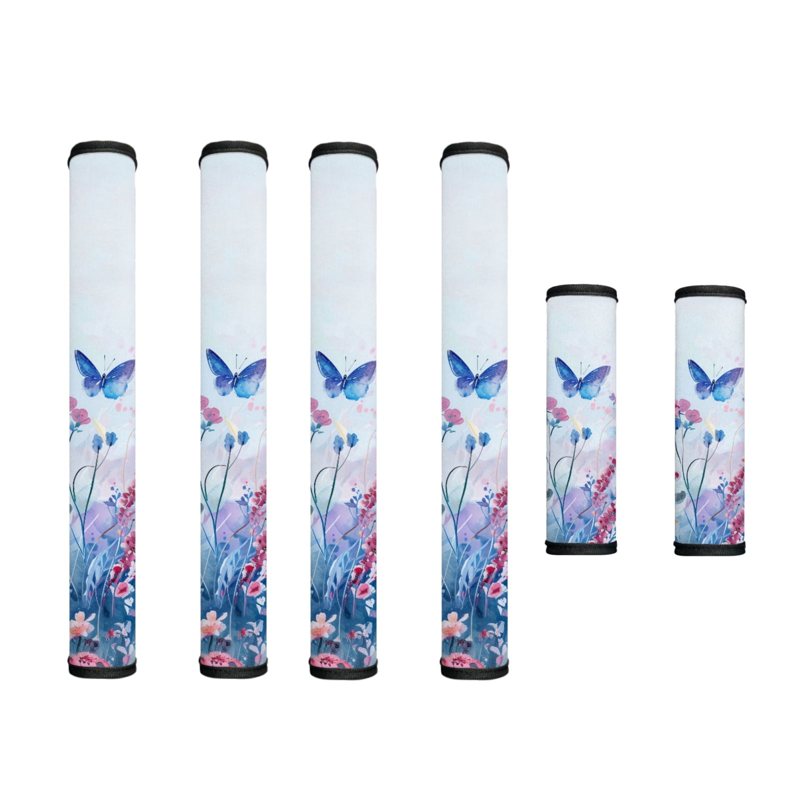 SEANATIVE 6 PCS Refrigerator Door Handle Covers Washable Kitchen Appliance Decors Door Cloth Protector for Fridge, Microwave, Oven, Kitchen Cabinet, Dish Washer, Butterfly Floral Light Blue