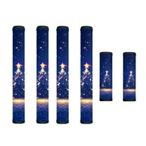SEANATIVE 6 PCS Refrigerator Door Handle Covers Washable Kitchen Appliance Handle Covers for Fridge Microwave Stove Dishwasher Refrigerator Kitchen Decorations, Christmas Tree Starlight Blue