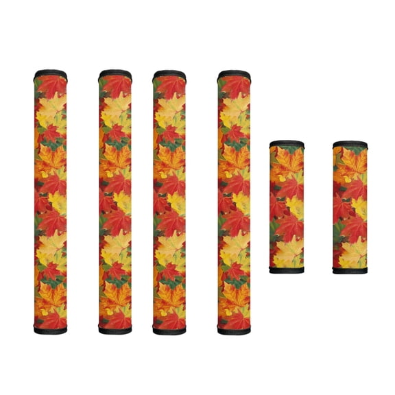 SEANATIVE 6 PCS Refrigerator Door Handle Covers Water-Resistant Gloves Door Cloth Protectors for Electrical Appliance Door Handles Decorative Decors for Kitchen, Red Gold Yellow Leaf Autumn Decor