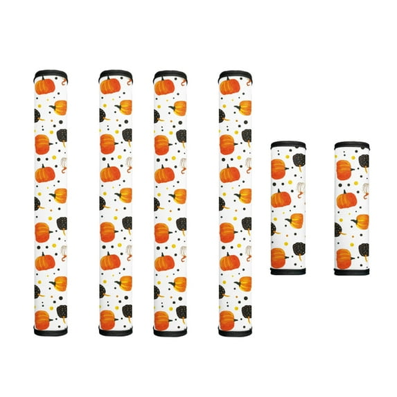 SEANATIVE 6 PCS Refrigerator Door Handle Covers Waterproof Antiskid Protector Kitchen Appliance Decor Handles Keep Off Smudges, Fingerprints, Pumpkin Dots Autumn Thanksgiving Decor White