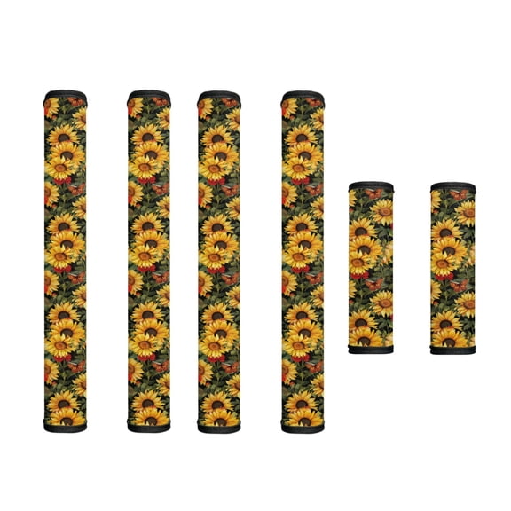 SEANATIVE 6 PCS Refrigerator Oven Door Handle Covers Universal Kitchen Appliances Handle Protector for Microwave, Kitchen Cabinet, Dish Washer, Keep Handles Clean, Sunflower Butterfly